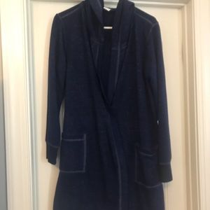 Navy Free Press Hooded Robe sz S
